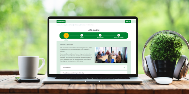 En laptop med OSA-enkäten på skärmen